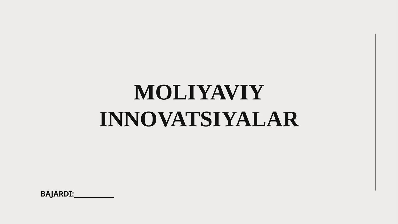 MOLIYAVIY INNOVATSIYALAR