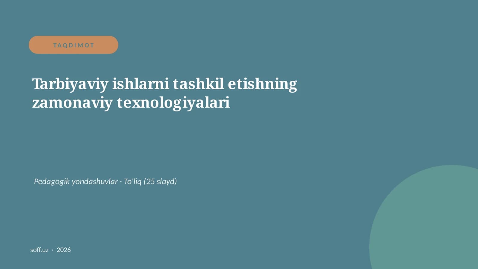 Tarbiyaviy ishlarni tashkil etishning zamonaviy texnologiyalari