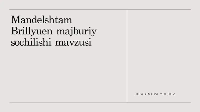 Mandelshtam Brillyuen majburiy sochilishi