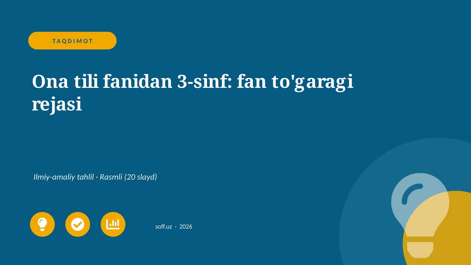 Ona tili fanidan 3-sinf: fan to'garagi rejasi