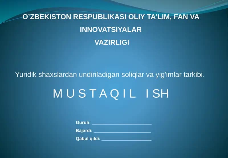Yuridik shaxslar soliqlari va yig'imlari