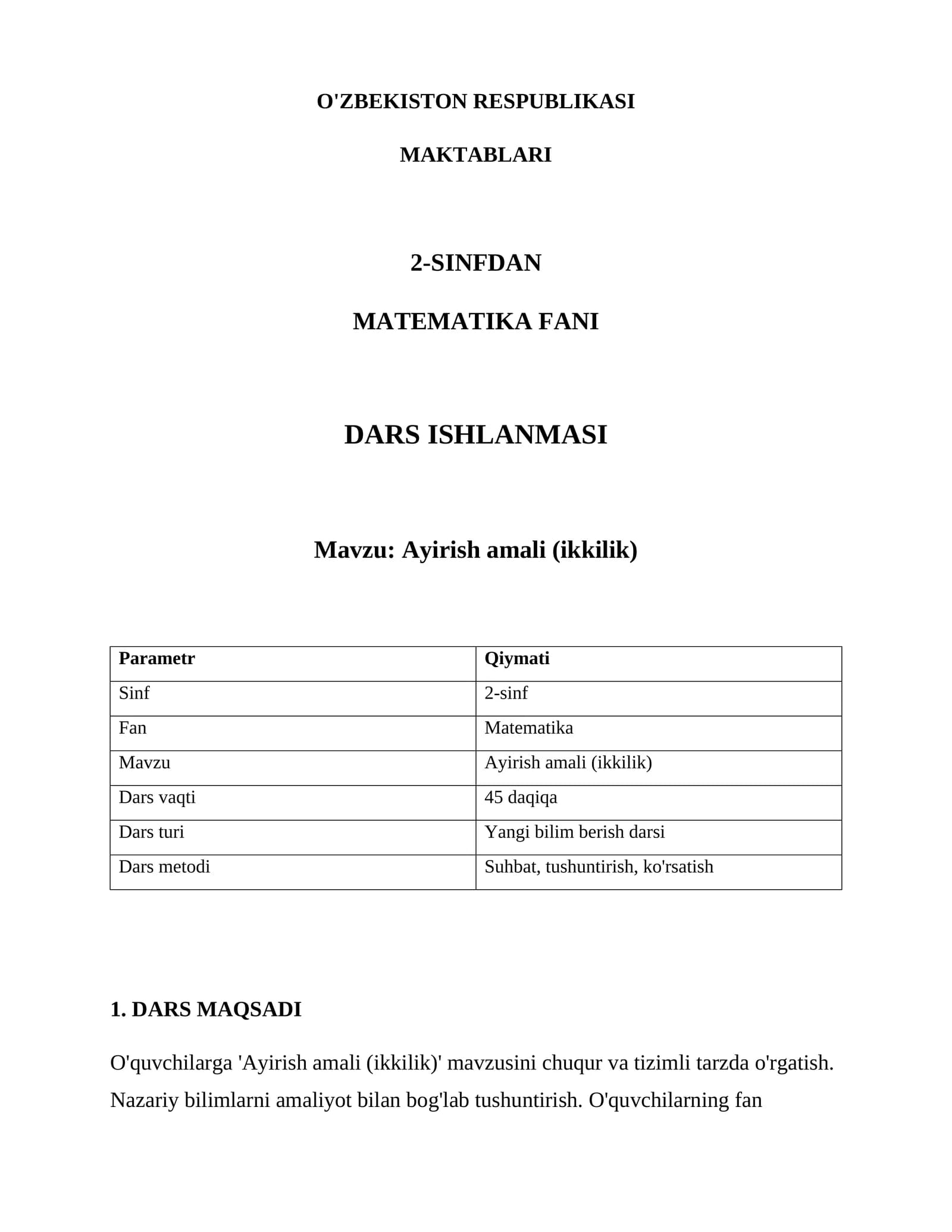 Ayirish amali (ikkilik)