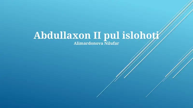 Abdullaxon II pul islohoti