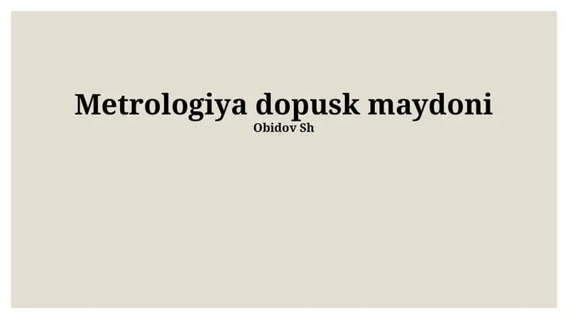 Metrologiya dopusk maydoni