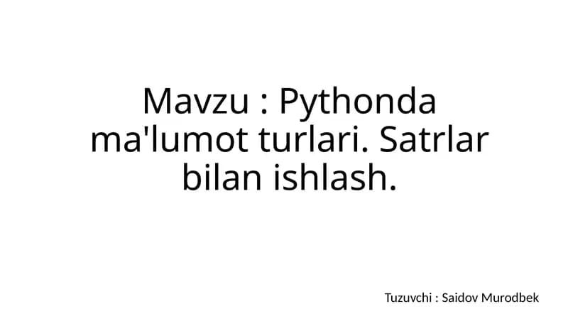 Pythondama'lumotturlari