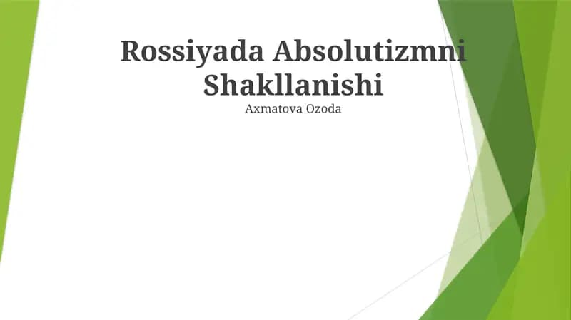 Rossiyada Absolutizmni Shakllanishi