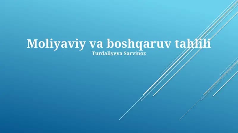 Moliyaviy va boshqaruv tahlili