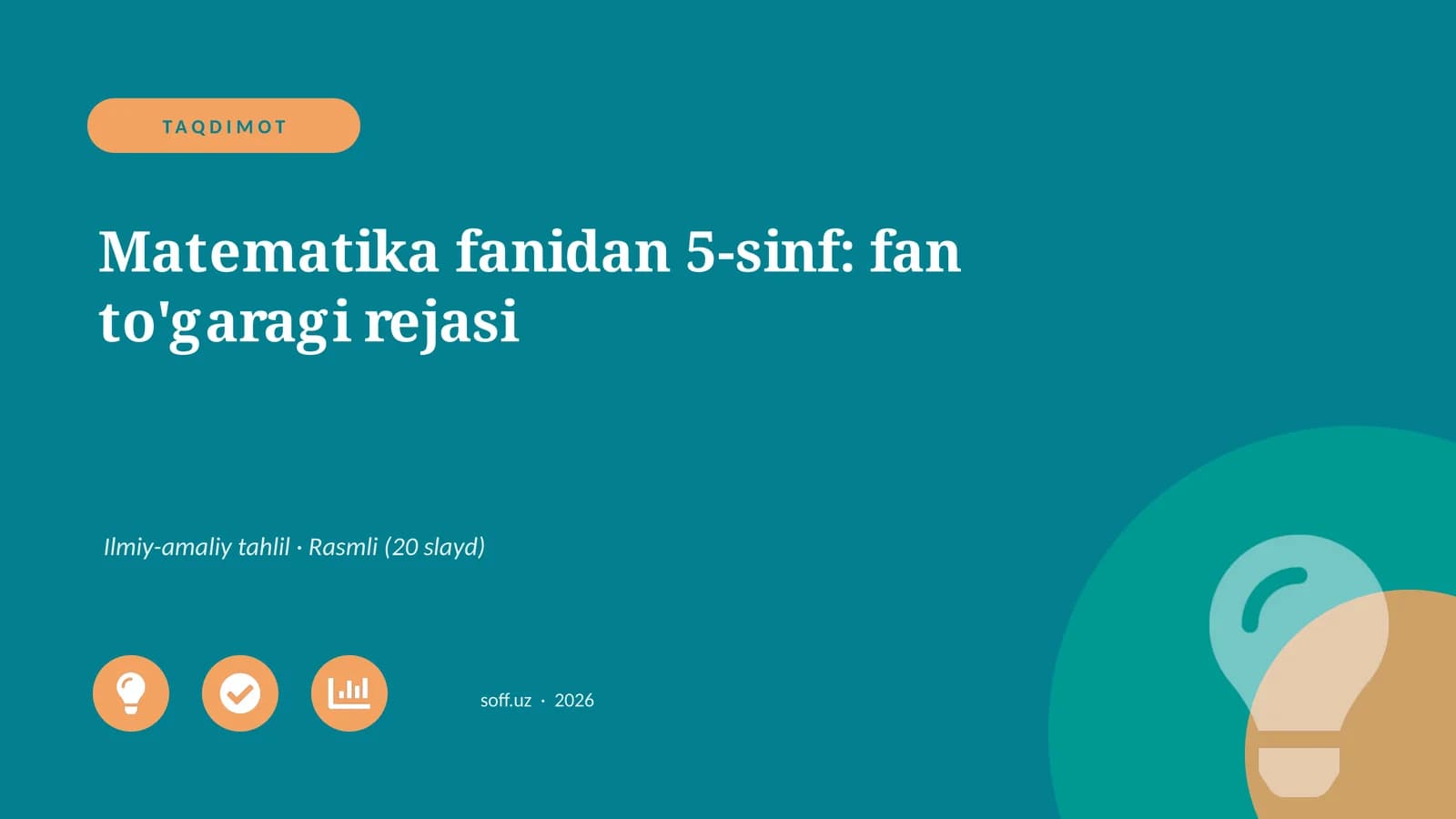 Matematika fanidan 5-sinf: fan to'garagi rejasi