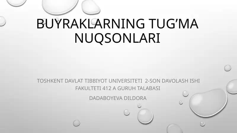 Buyraklarning tug’man uqsonlari