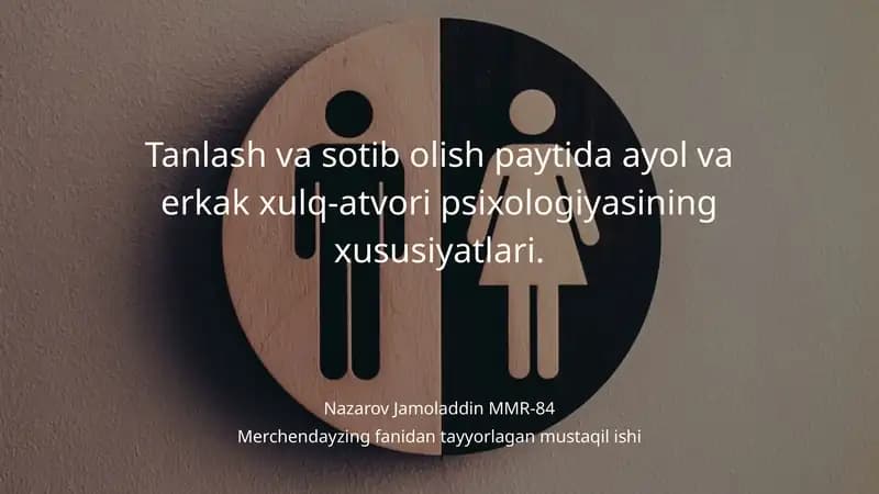 Erkaklar va ayollar uchun xulq-atvori psixologiya