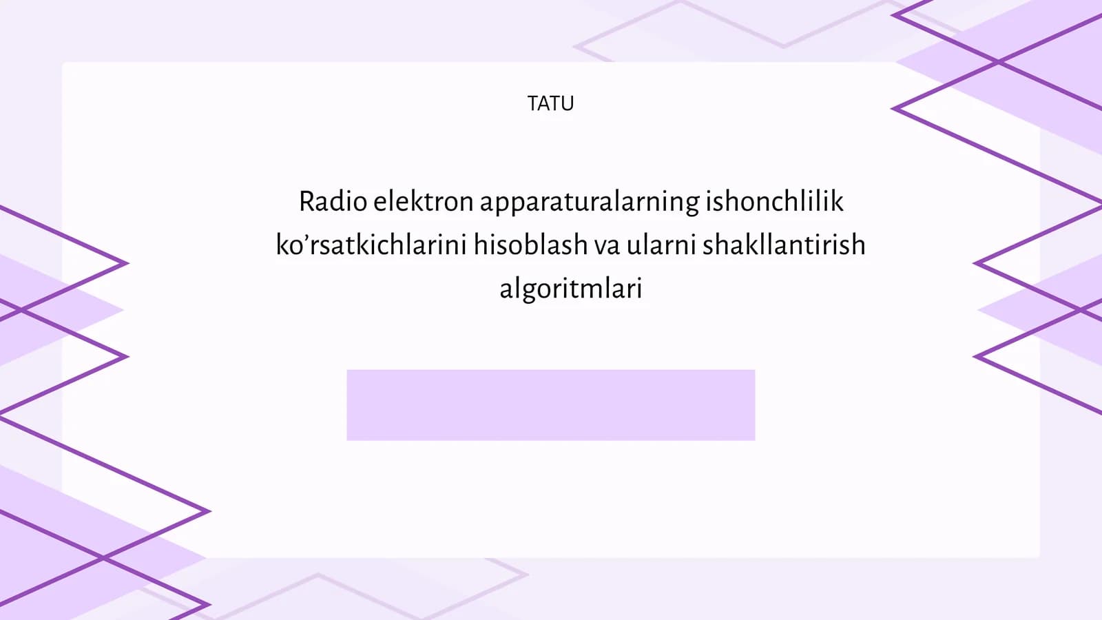 Radio elektron apparaturalarning ishonchlilik koʼrsatkichlarini hisoblash va ularni shakllantirish algoritmlari