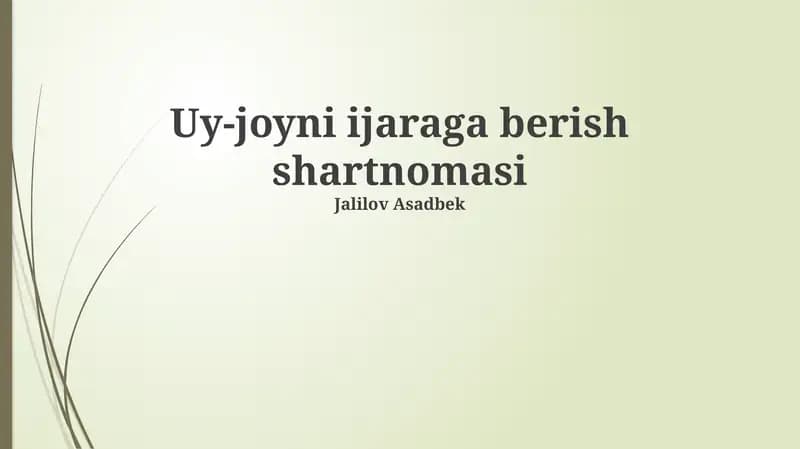 Uy-joyni ijaraga berish shartnomasi