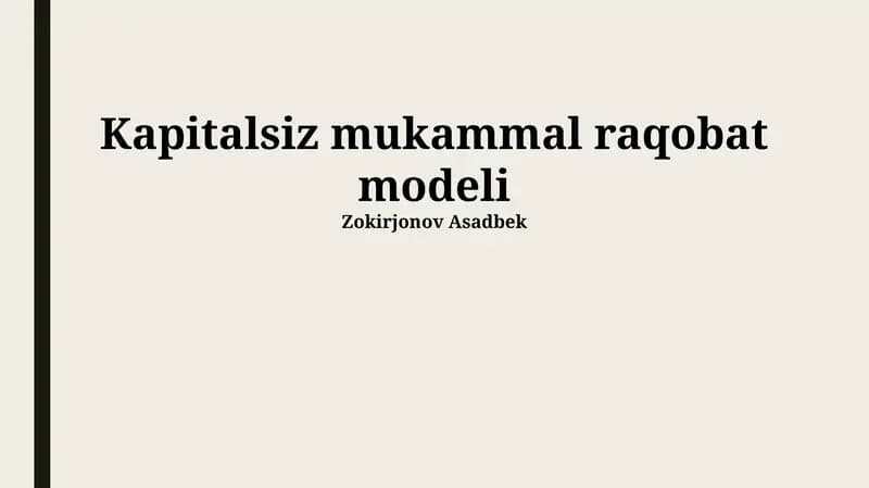 Kapitalsiz mukammal raqobat modeli