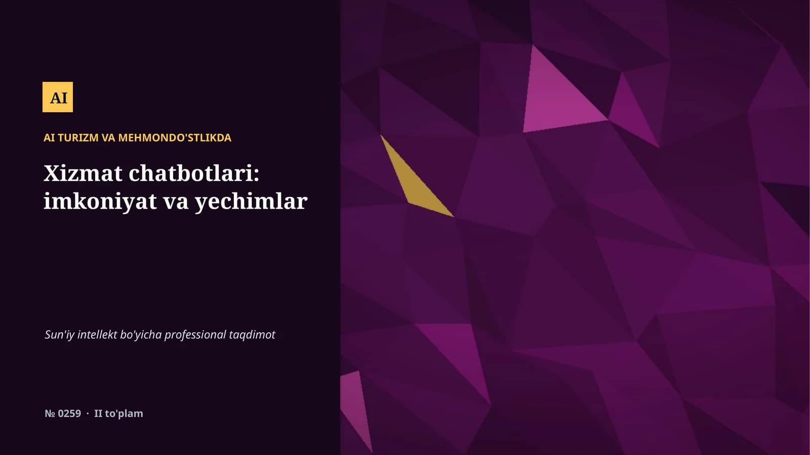AI TURIZM VA MEHMONDO'STLIKDA