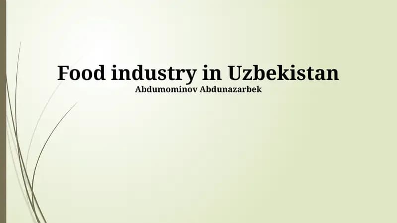 The Uzbekistani Food Industry: An Economic Overview