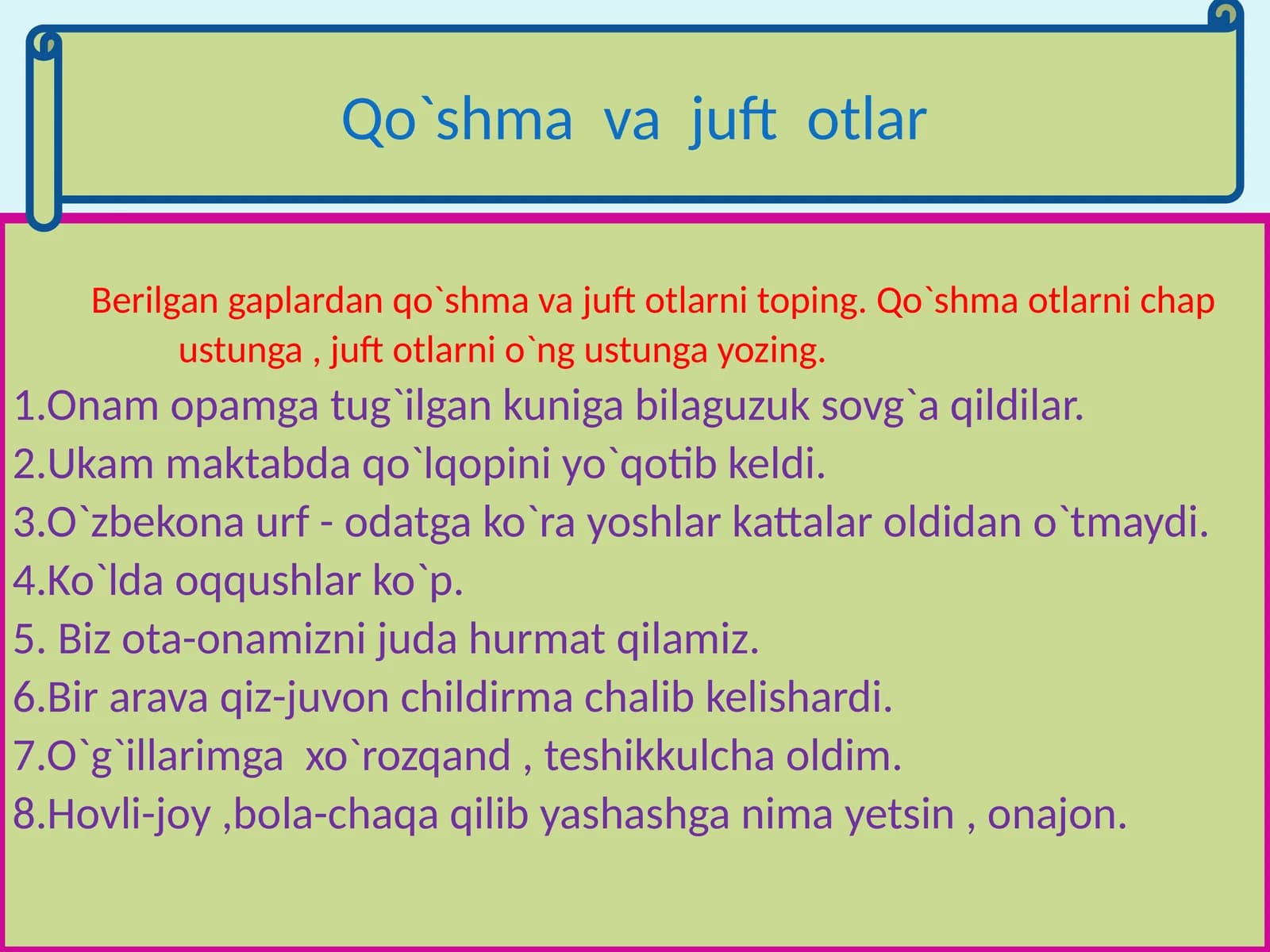 O'zbekona urf-odatga ko'ra yoshlar katta laroldi
