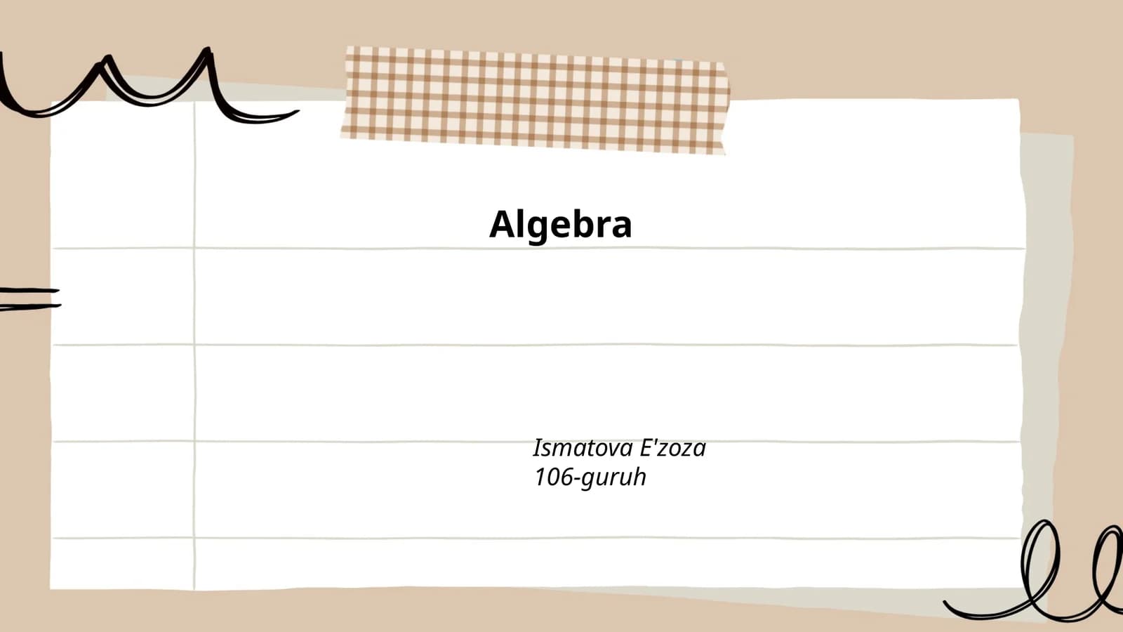 Algebra Ismatova E'zoza 106-guruh