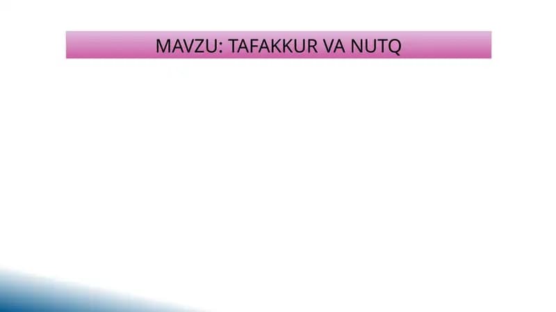 TAFAKKUR VA NUTQ