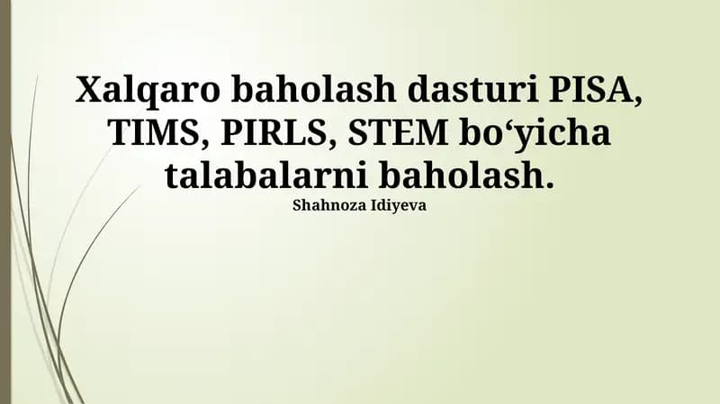 STEM Fanlari bo'yicha Talabalarni Baholash