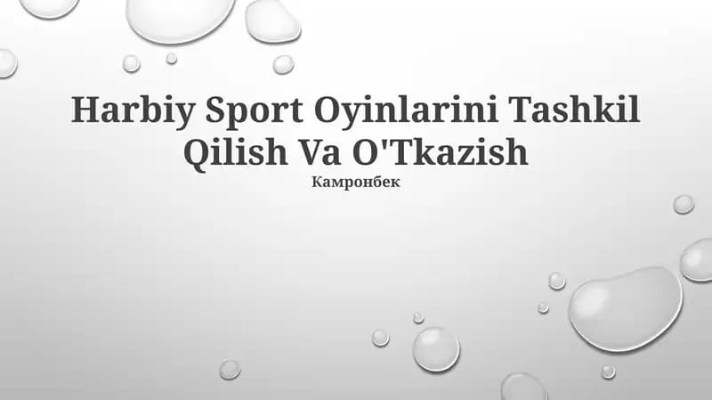 Harbiy Sport Oyinlarini Tashkil Qilish Va O'Tkazish