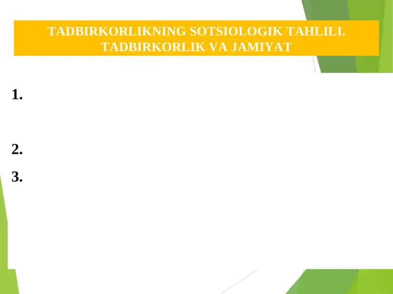 TADBIRKORLIKNING SOTSIOLOGIK TAHLILI