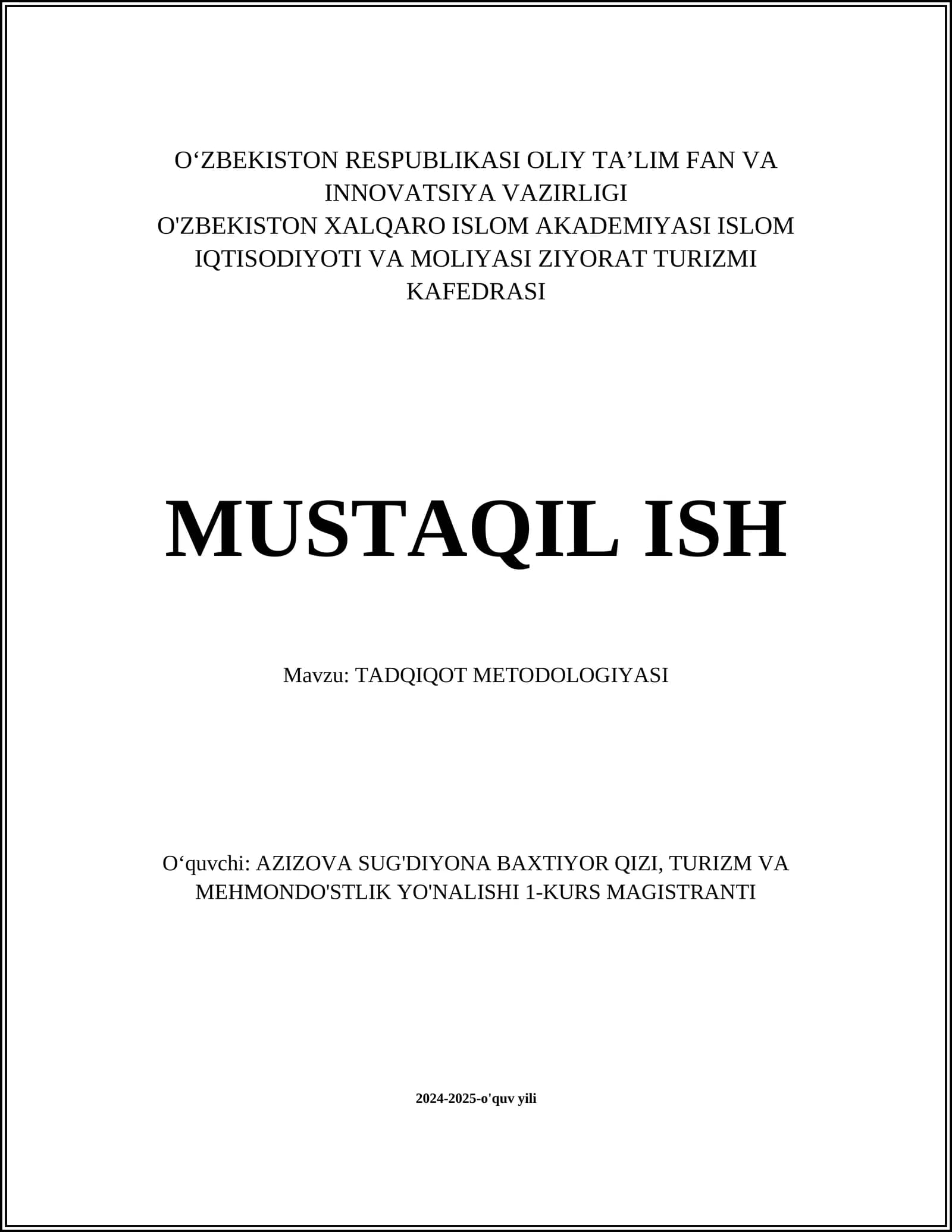 TADQIQOT METODOLOGIYASI