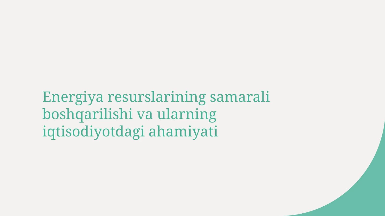 Energiya Resurslarini Boshqarish