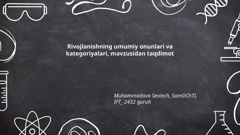 Rivojlanishning umumiy onunlari va kategoriyalari