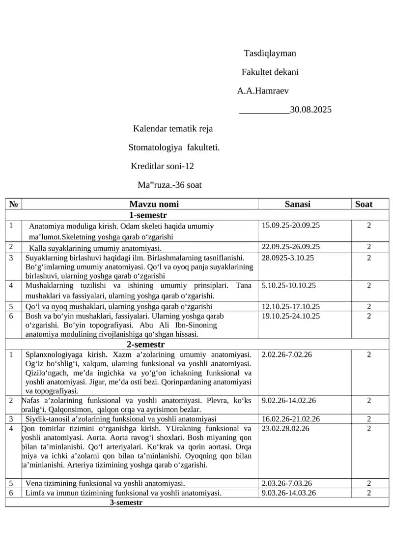 Kalendar tematik reja