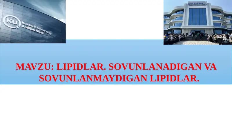 LIPIDLAR. SOVUNLANADIGAN VA SOVUNLANMAYDIGAN LIPIDLAR.