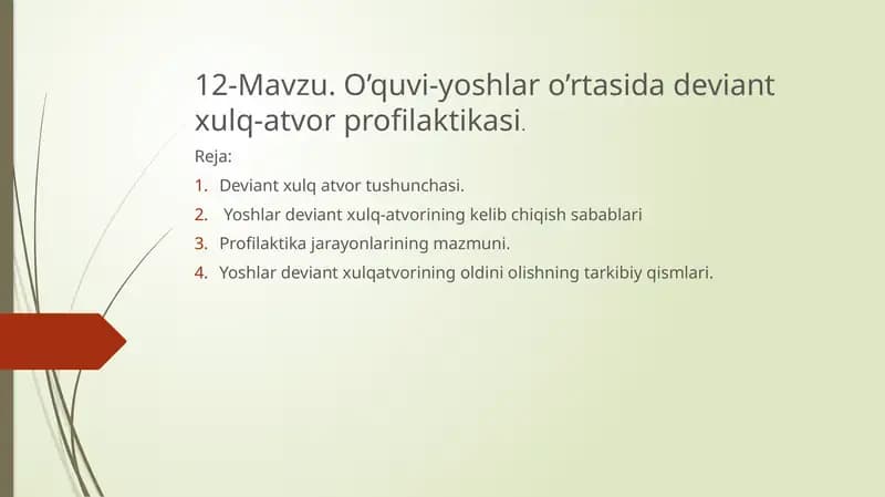 Deviant xulq-atvor profilaktikasi