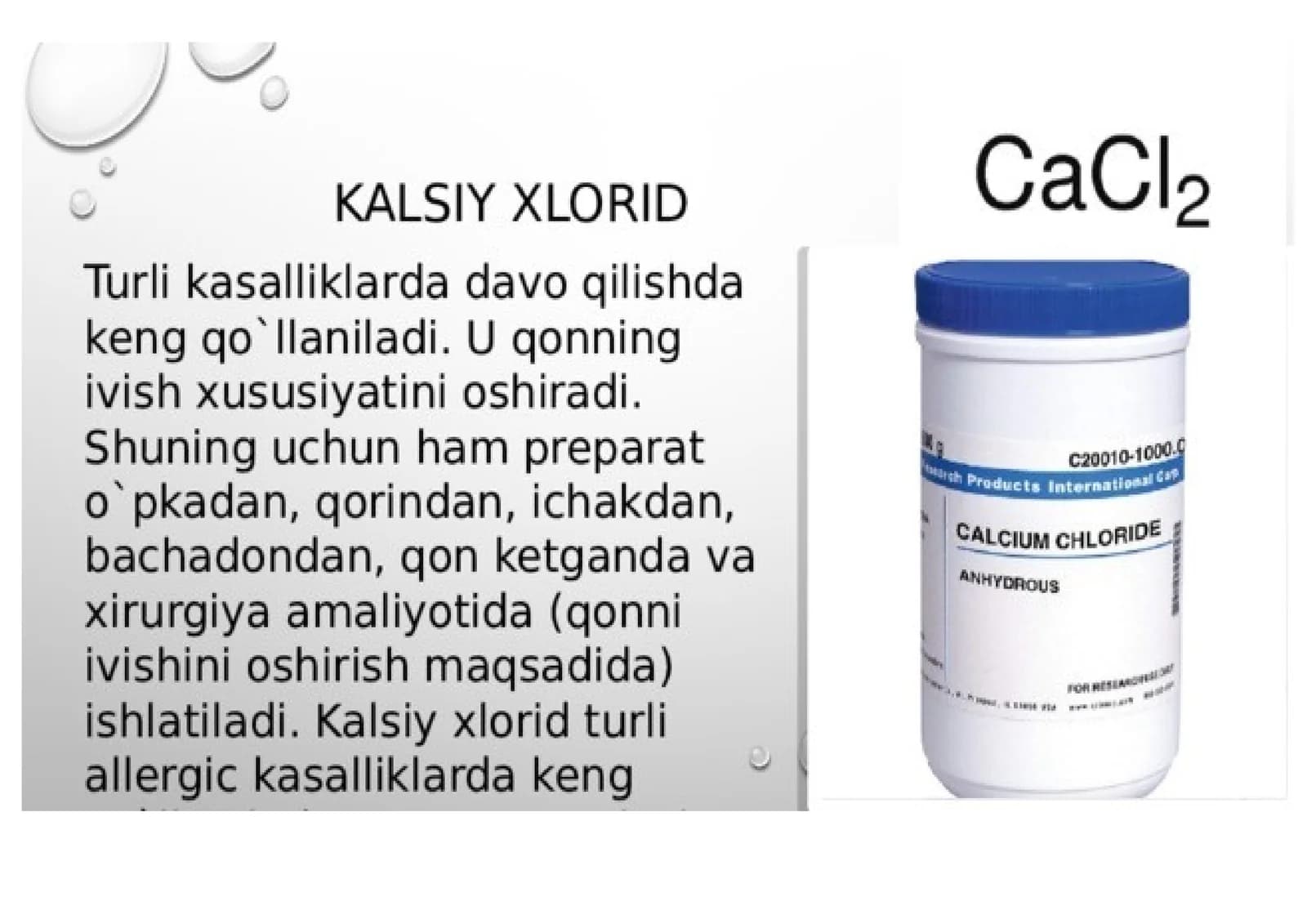 Xlorli ohak tayyorlash