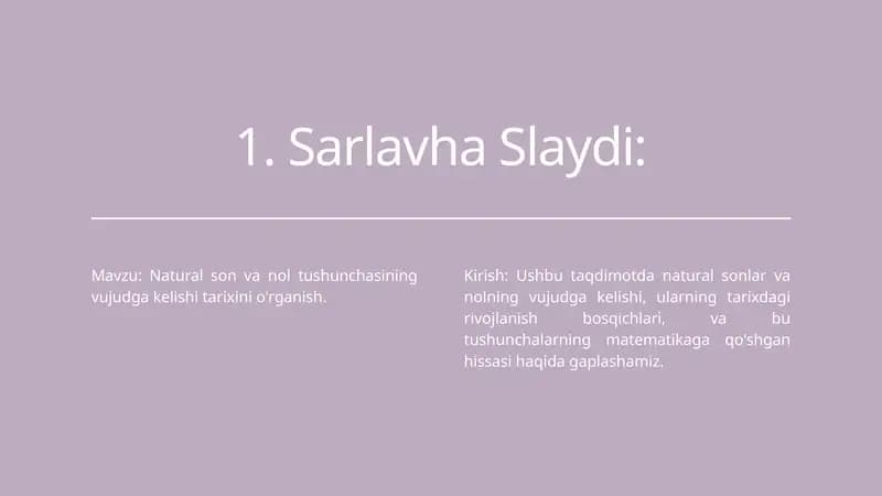 Natural son va nol tushunc vujudga kelishi tarixini o'rganish