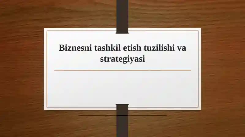 Biznesni tashkil etish tuzilishi va strategiyasi