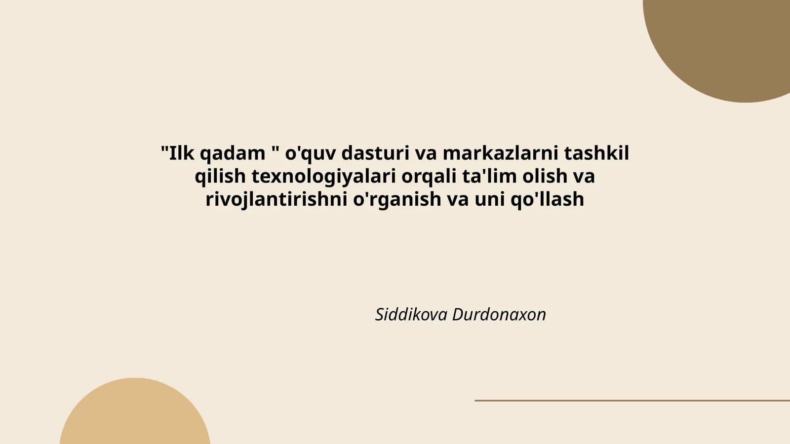 Ilk qadam o‘quv dasturi