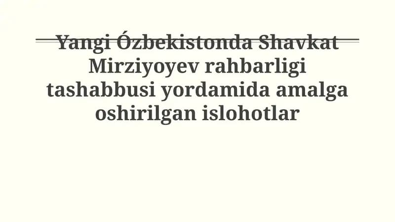 Maʼmuriy islohotlar konsepsiyasi