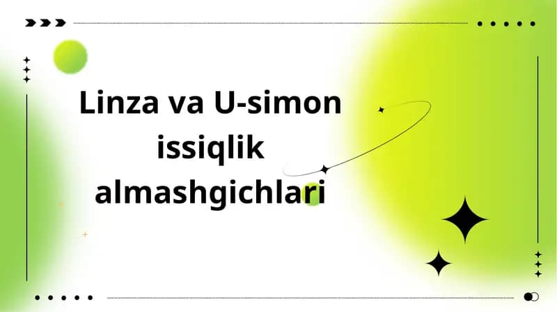 Linza va U-simon issiqlik almashgichlari