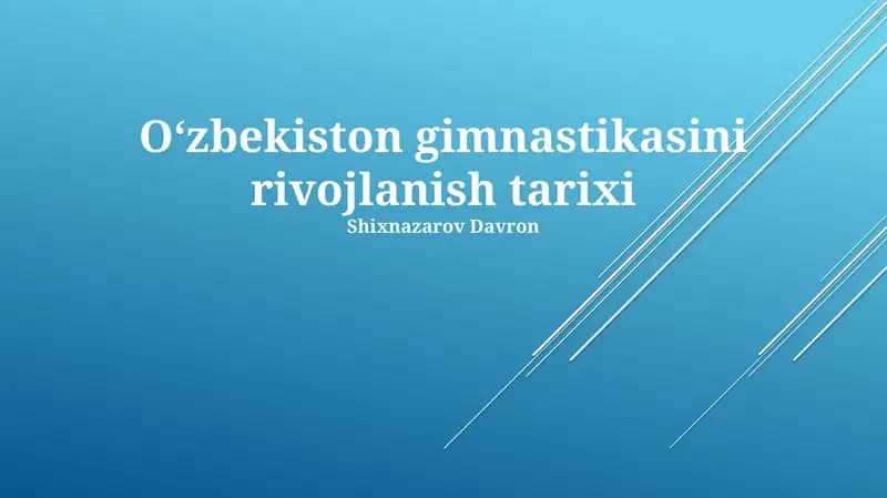 Oʻzbekiston gimnastikasini rivojlanish tarixi