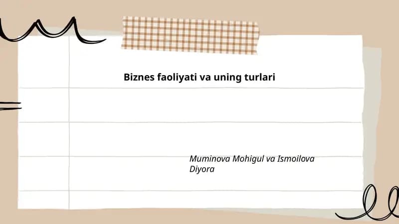 Biznes faoliyati va uning turlari
