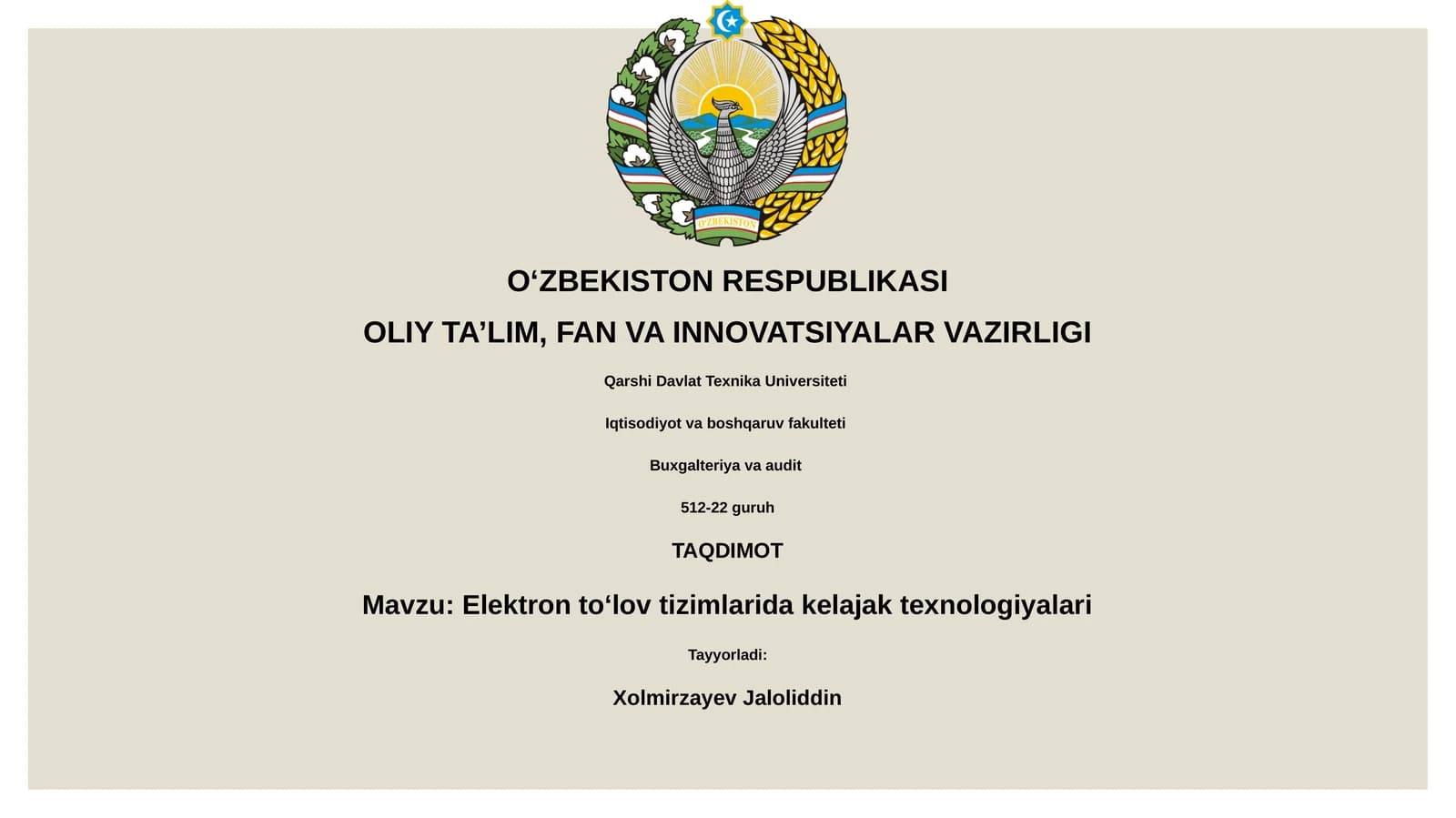 Elektron toʻlov tizimlarida kelajak texnologiyalari