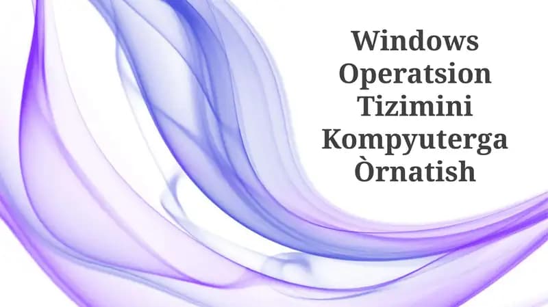 Windows Operatsion Tizimini Kompyuterga Òrnatish