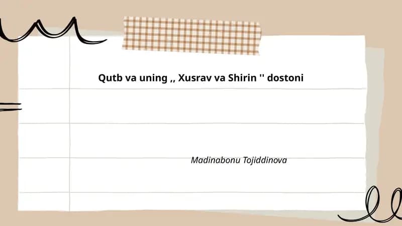 Qutb va uning,, Xusrav va Shirin '' dostoni