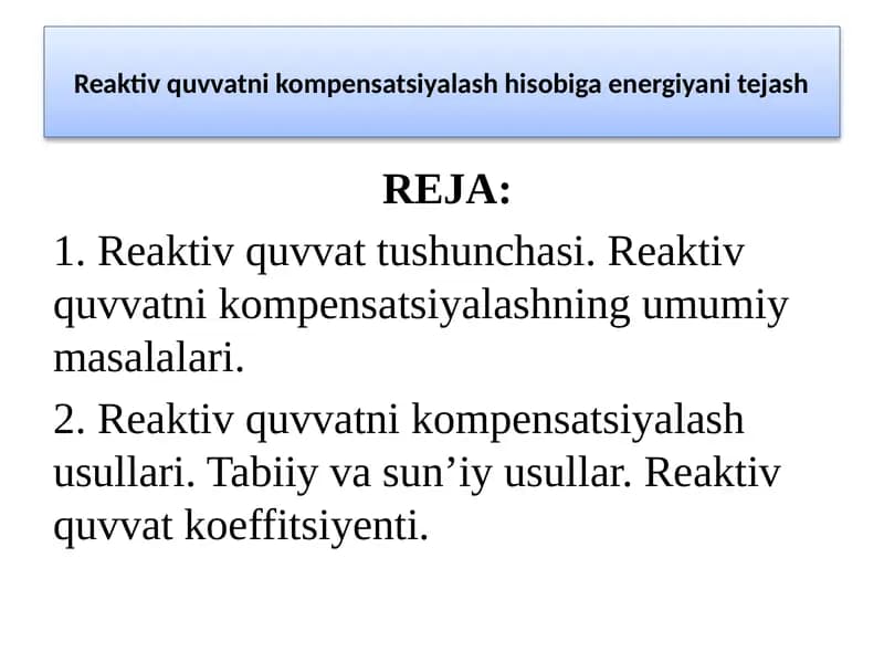 Reaktiv quvvatni kompensatsiyalash