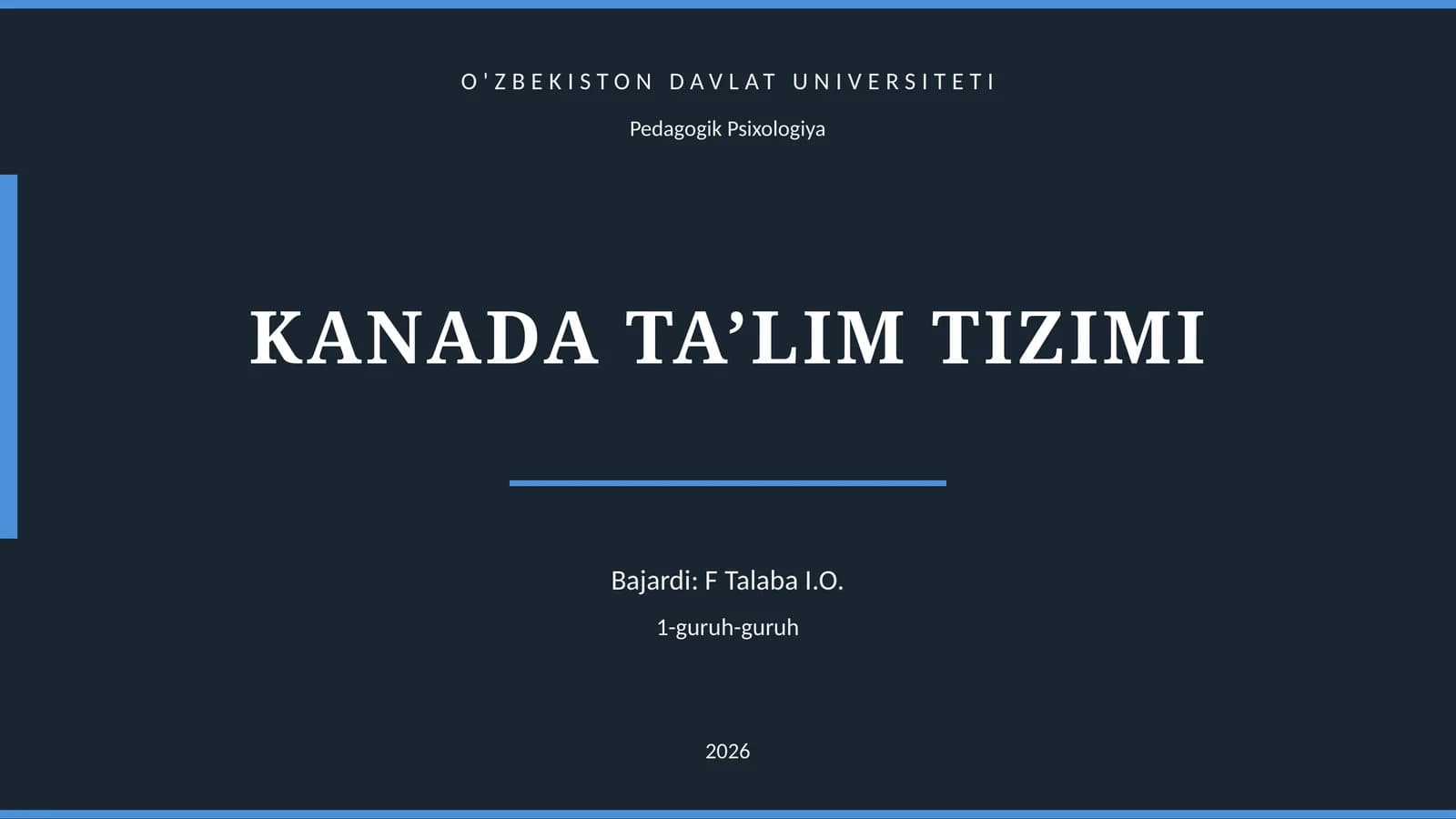 KANADA TA’LIM TIZIMI