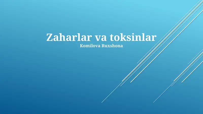 Zaharlar va toksinlar