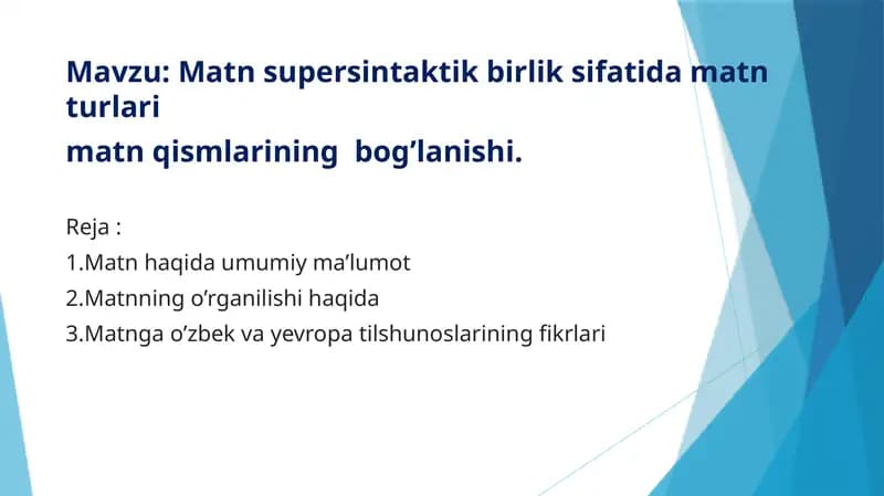 Matn haqida umumiy ma’lumot