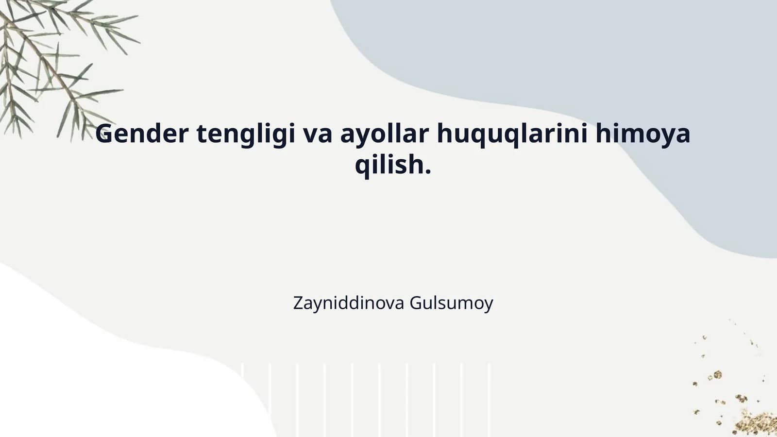 Gender tengligi va ayollar huquqlarini himoya qilish.