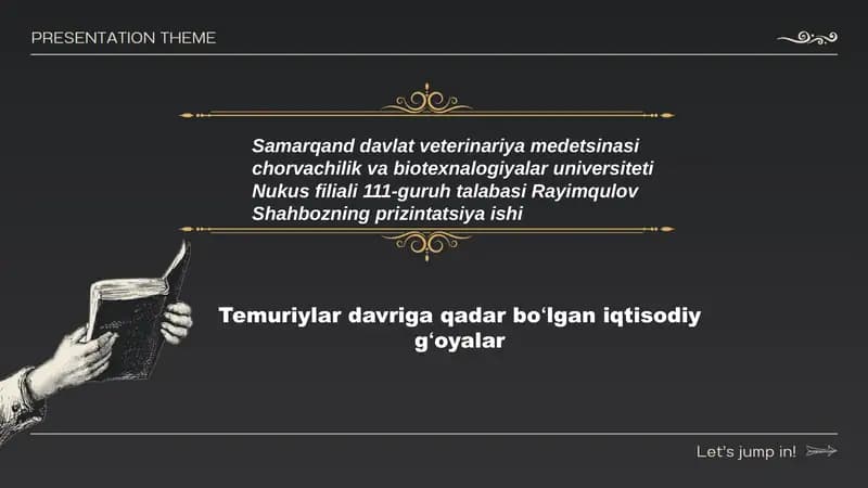 Temuriylar davriga qadar boʻlgan iqtisodiy gʻoyalar