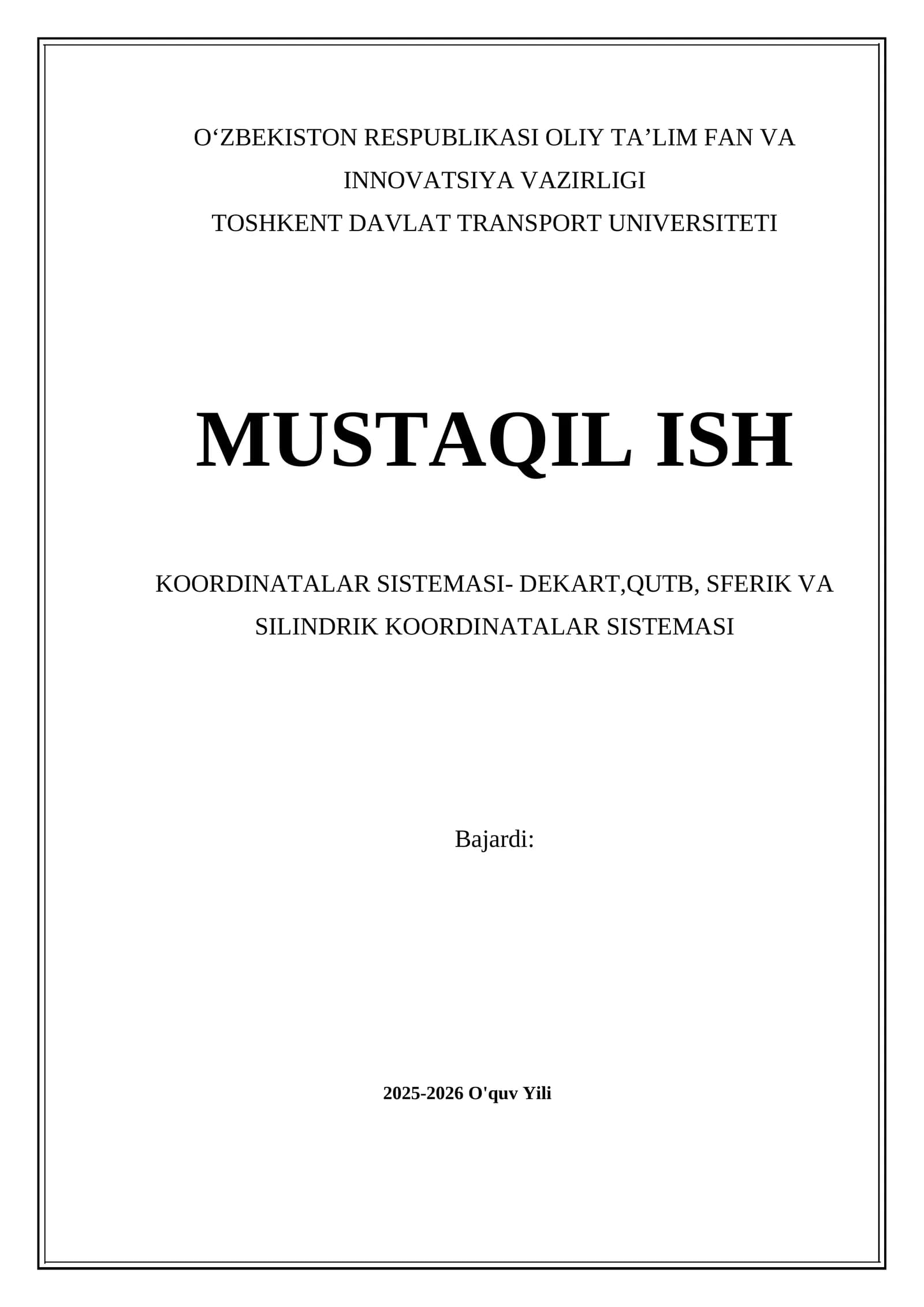 Koordinatalar Sistemasini O'rganamiz