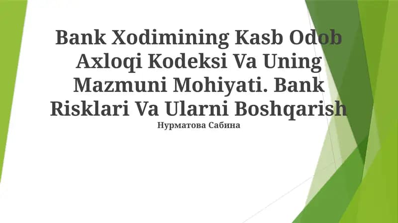 Xodimining Kasb Odob Axloqi Kodeksi Va Uning Mazmuni Mohiyati